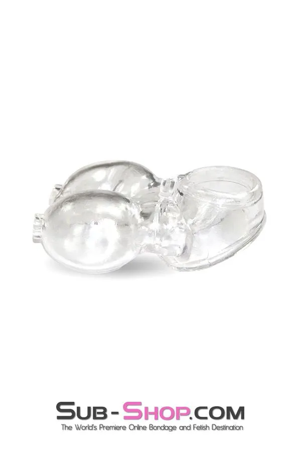 0712RS      Clear Silicone Ball Cage and Cock Ring Combo