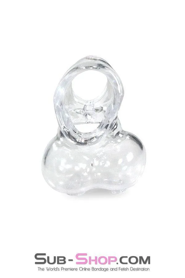 0712RS      Clear Silicone Ball Cage and Cock Ring Combo