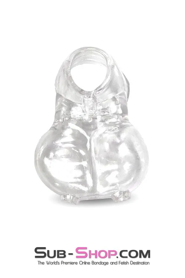 0712RS      Clear Silicone Ball Cage and Cock Ring Combo