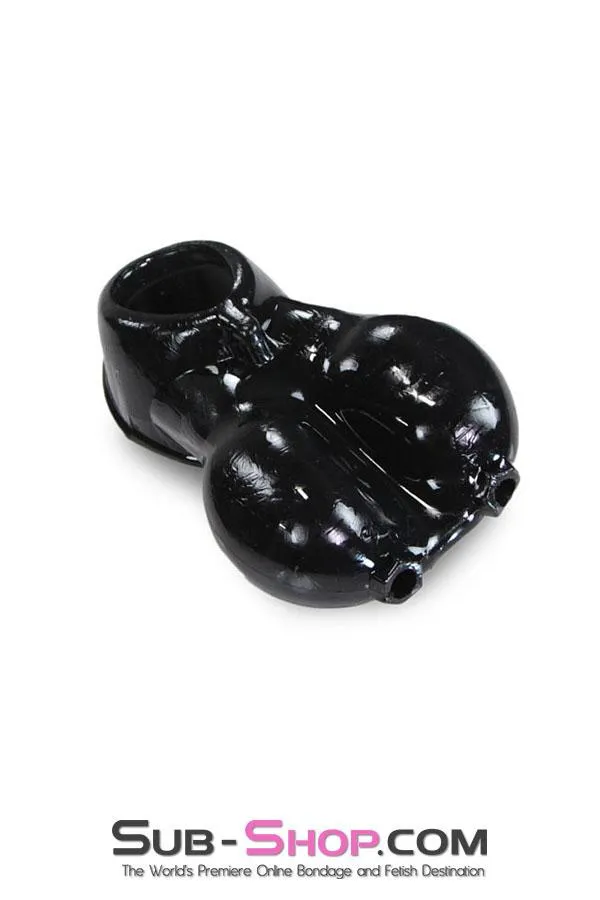 0713RS      Black Silicone Ball Cage and Cock Ring Combo