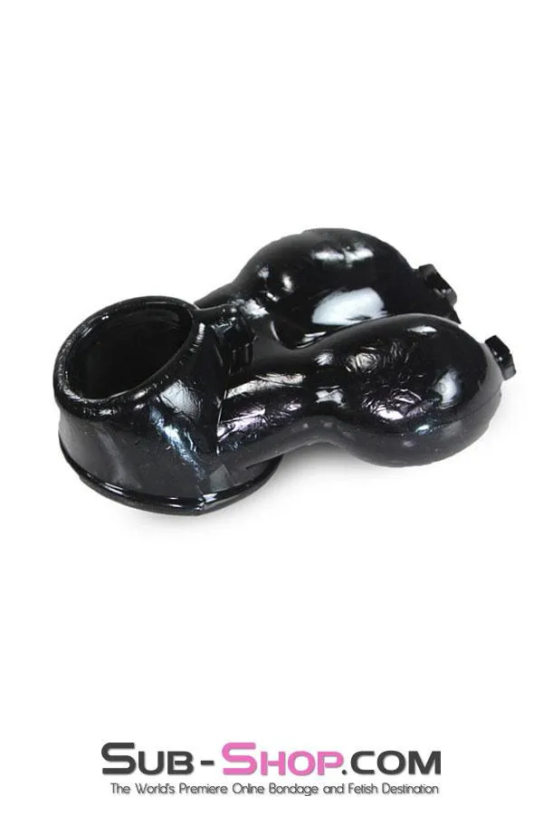 0713RS      Black Silicone Ball Cage and Cock Ring Combo