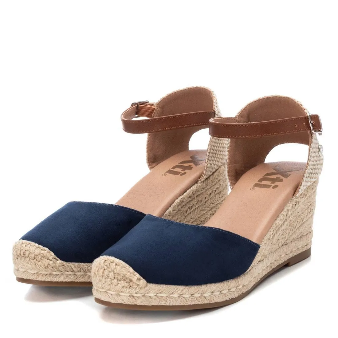 140746 Spanish Wedge with expadrilles in Navy and Taupe