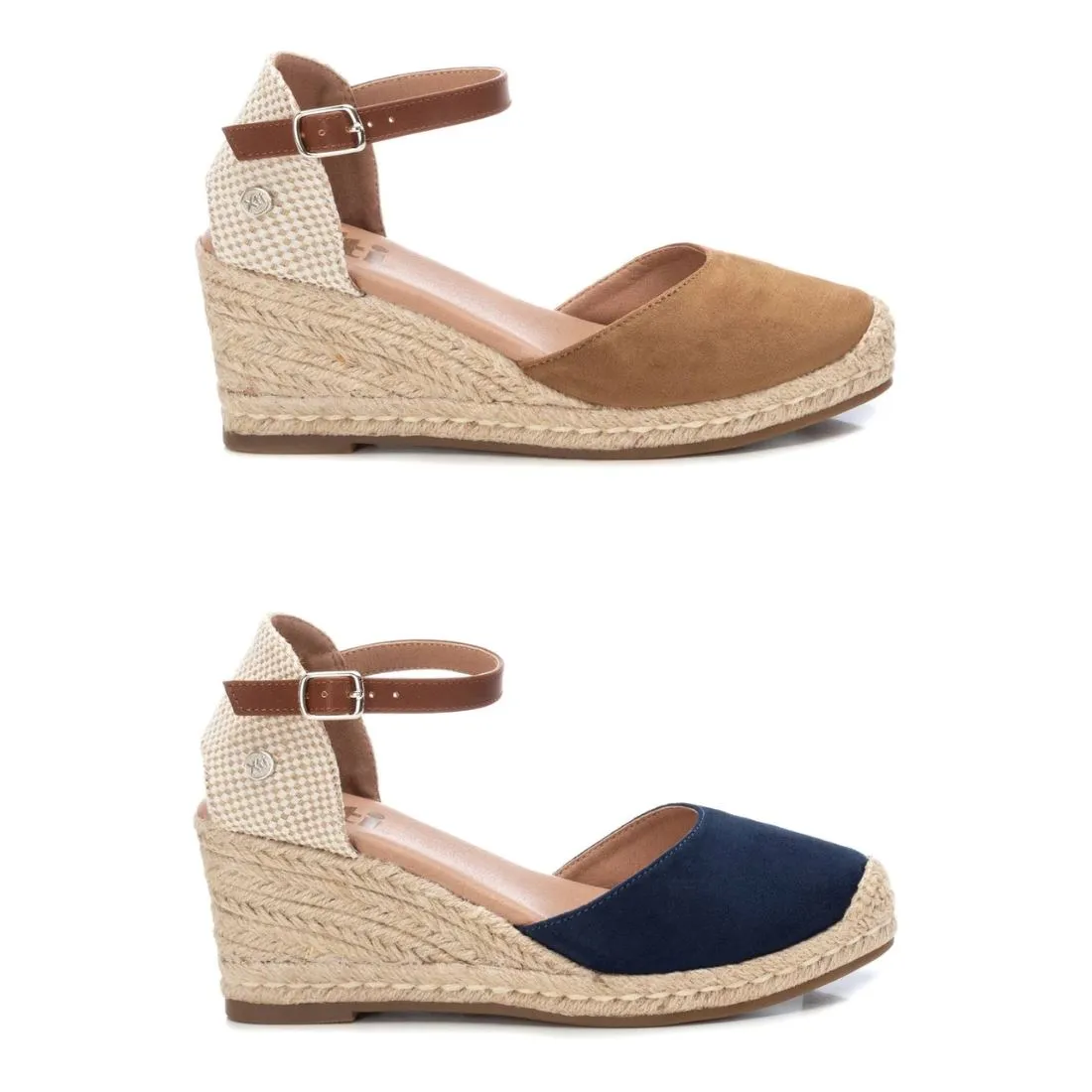 140746 Spanish Wedge with expadrilles in Navy and Taupe