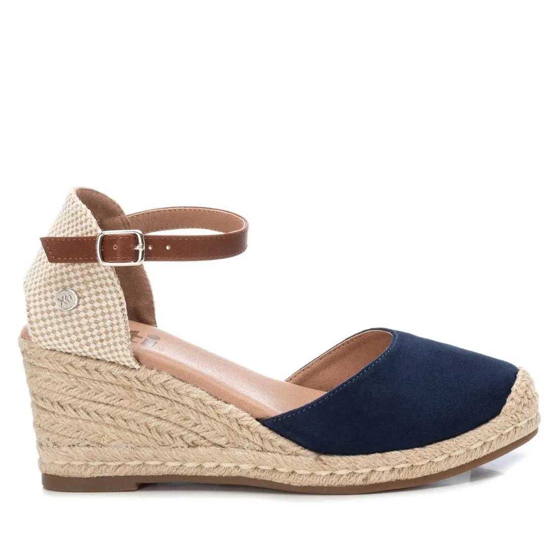 140746 Spanish Wedge with expadrilles in Navy and Taupe