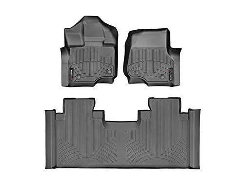 2015-2018 Ford F-150-Weathertech Floor Liners-Full Set 1st Row Bucket Seating (Includes 1st and 2nd Row)-Fits Supercrew Models Only-Black