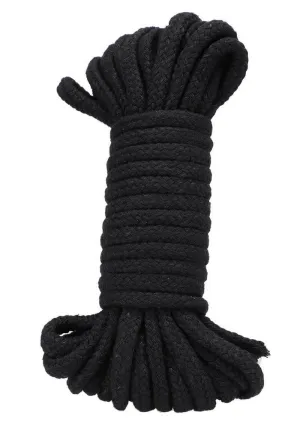 32-Foot Black Cotton Bondage Rope for Sensual Restraint and Exploration