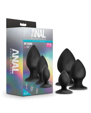 Anal Adventures Platinum Silicone Anal Stout Anal Plug Set