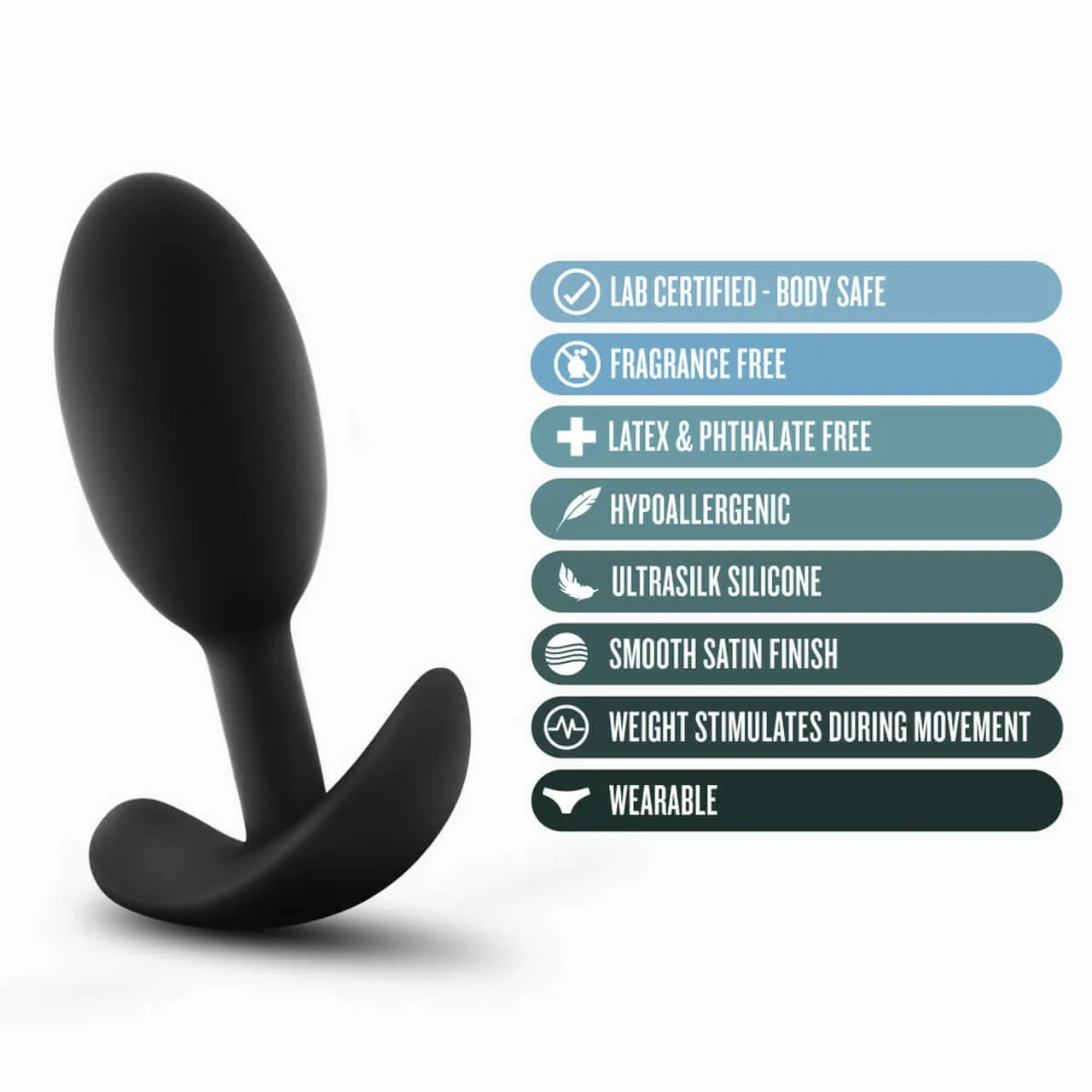 Anal Adventures Platinum Silicone Vibra Slim Plug Medium Black by Blush Novelties