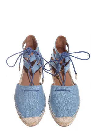 Aquazzura Denim Lace Up Espadrille SZ 37