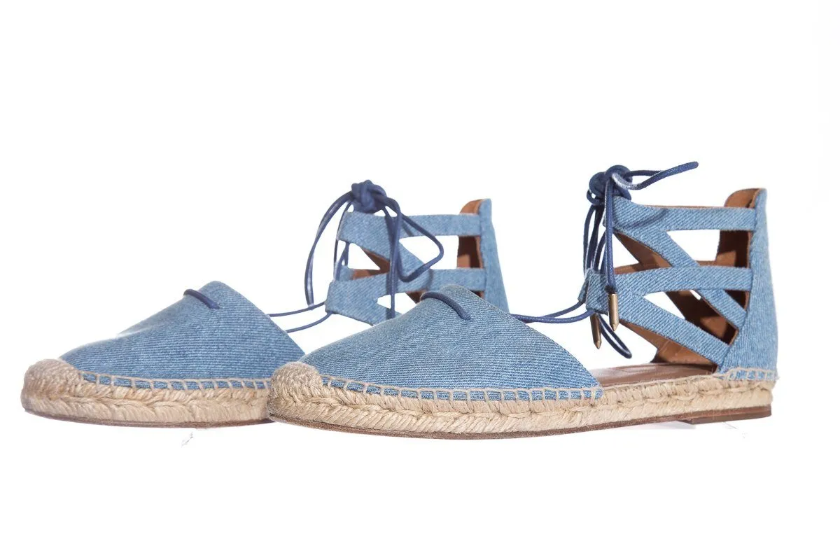 Aquazzura Denim Lace Up Espadrille SZ 37