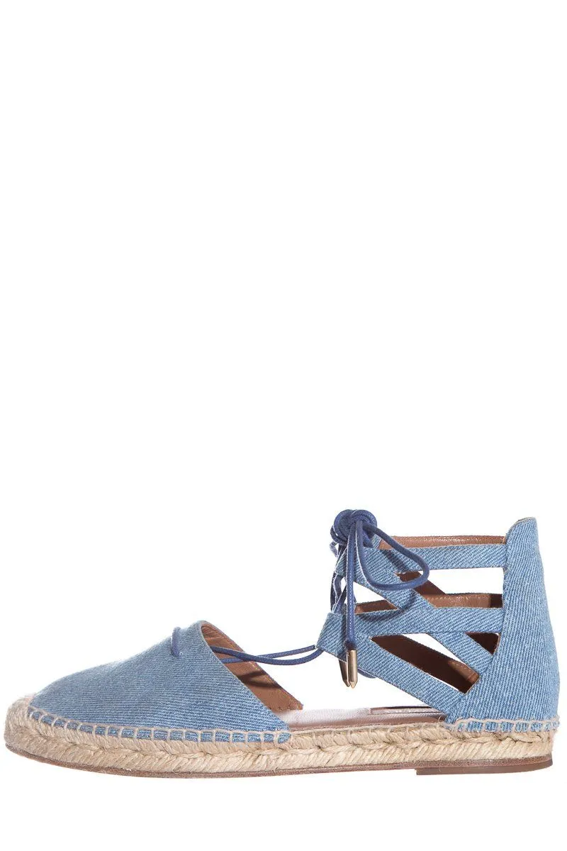 Aquazzura Denim Lace Up Espadrille SZ 37