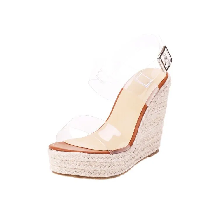 BerriesJam - 2024 Transparent Buckle Platform Party Espadrilles