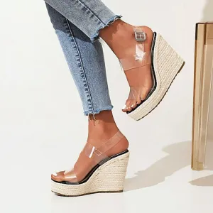 BerriesJam - 2024 Transparent Buckle Platform Party Espadrilles