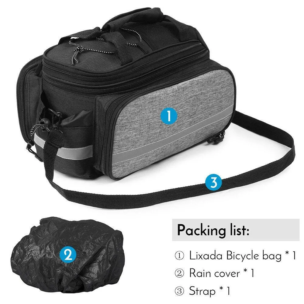 Bicycle Rear Seat Bag Multifunction Expandable Waterproof MTB Bicycle Pannier Bag Bike Rack Bag With Rain Cover