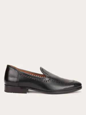 Black Men's Leather Slip On Shoes - MMFT014