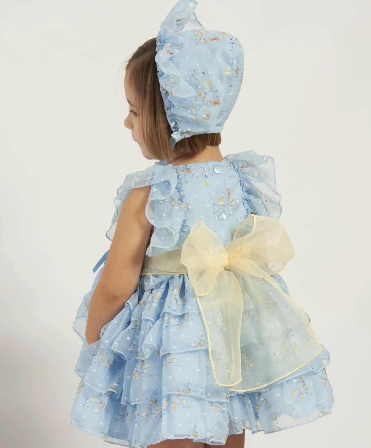 Blue Butterfly Puffball Dress