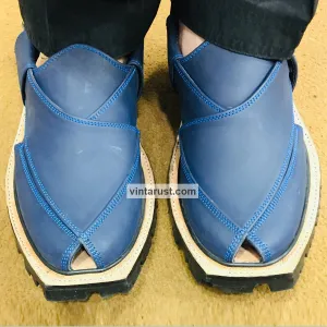 Blue Suede Leather Peshawari  Men's Chappal