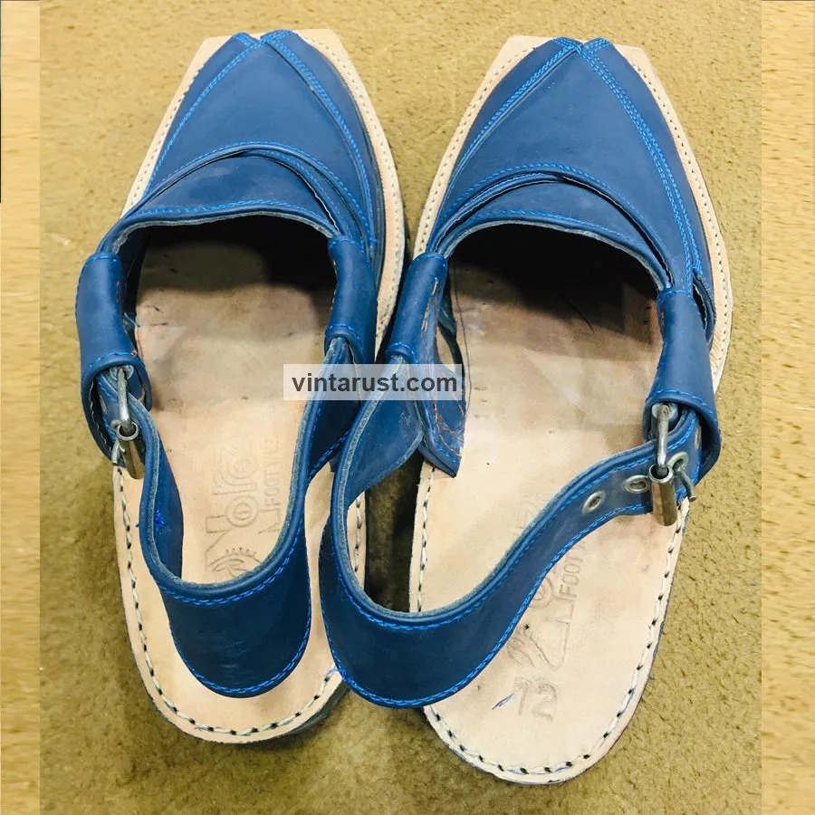 Blue Suede Leather Peshawari  Men's Chappal