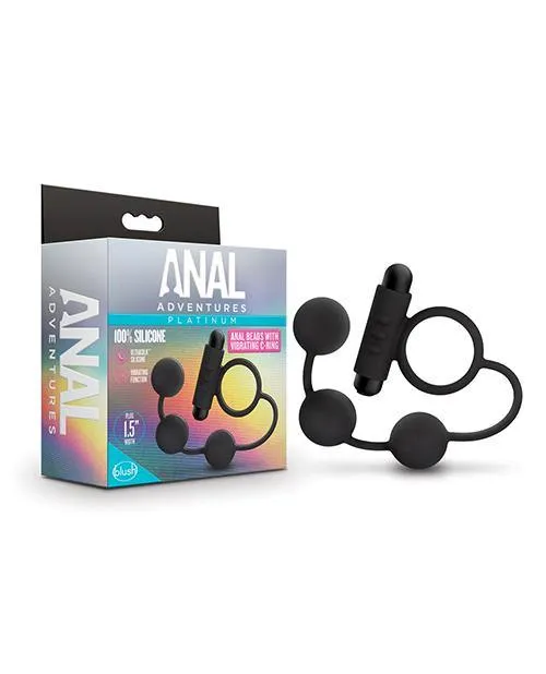 Blush Anal Adventures Platinum Silicone Anal Beads with Vibrating C-Ring