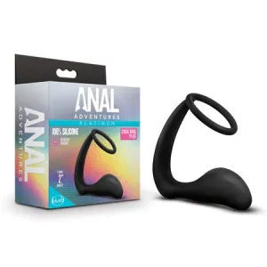 Blush Anal Adventures Platinum Silicone Cock Ring Plug - Black