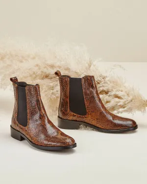 Bottines Chelsea En Cuir De Veau Filmana - Camel Et Noir