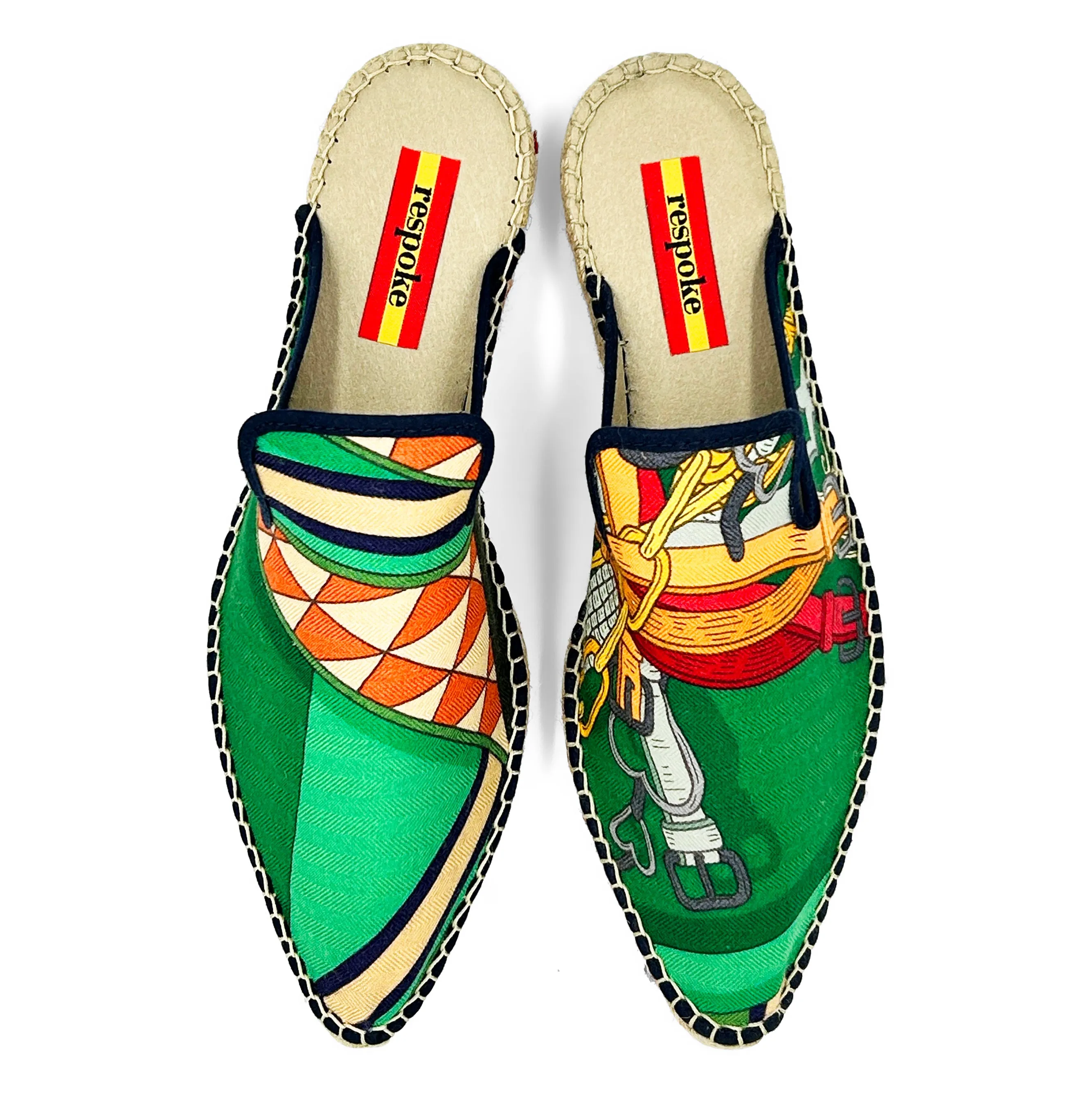 BOUQUET Green Silk/Cashmere Cocktail Mule Espadrilles