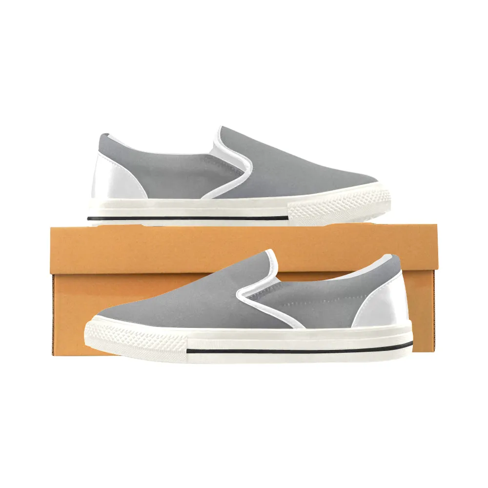 Buy Kids's Grey Solids Print Canvas Slip-on Shoes at TFS