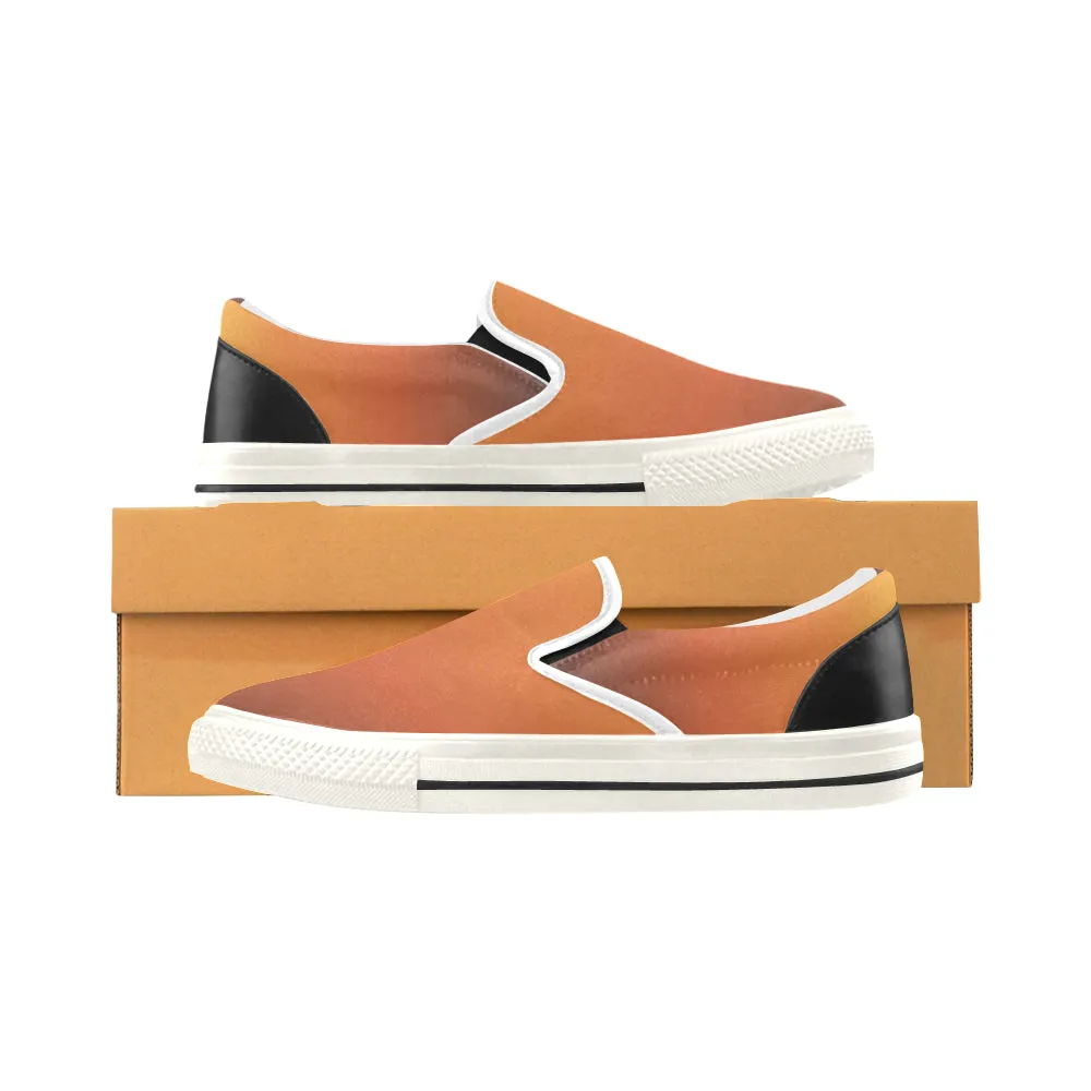 Buy Men's Orange Solids Print Canvas Slip-on Shoes at TFS