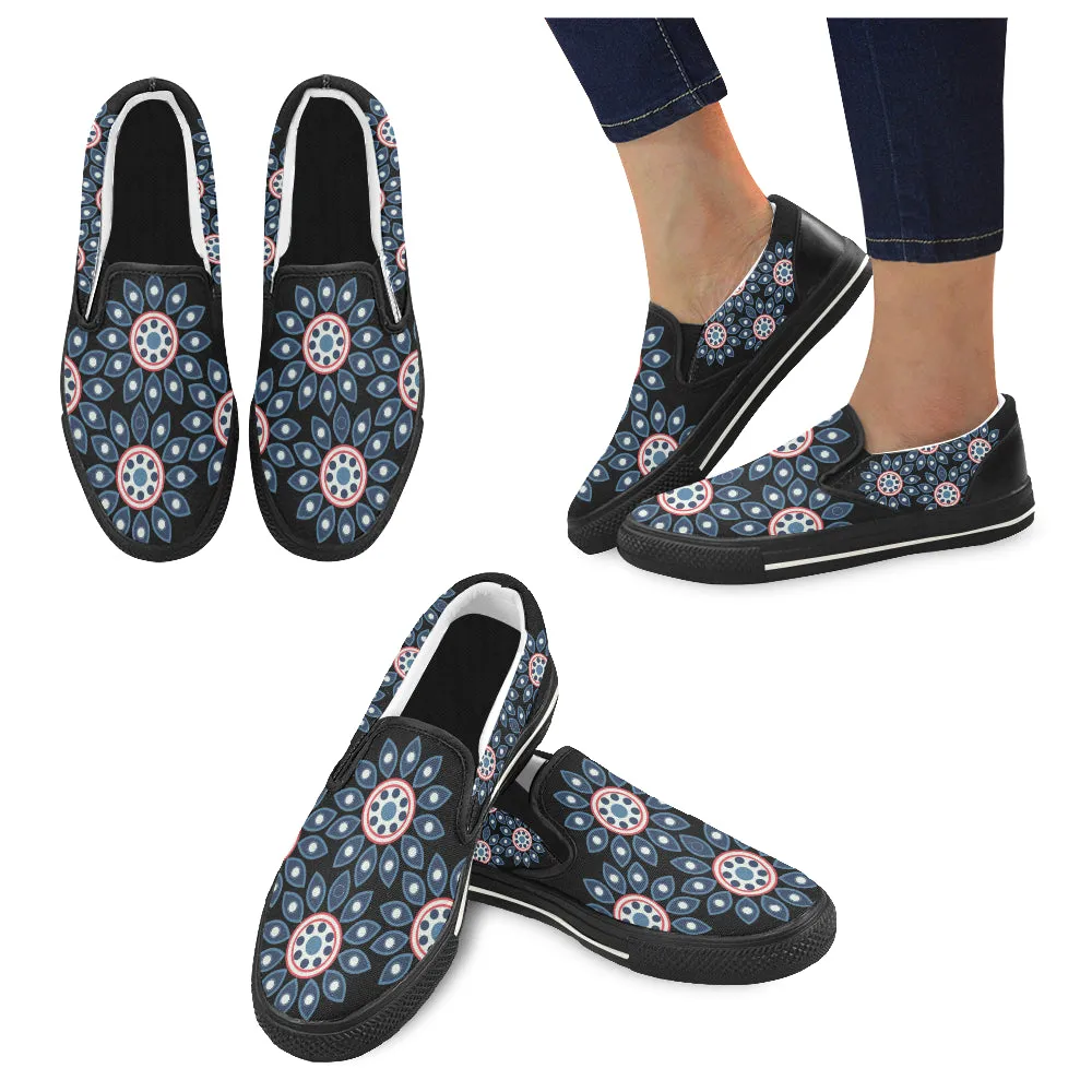 Buy Women Big Size Mandala Print Canvas Slip-on Shoes at TFS