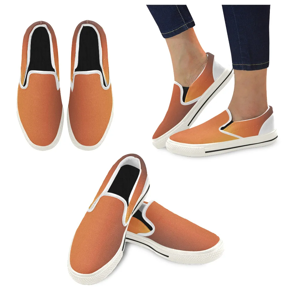 Buy Women's Orange Solids Print Canvas Slip-on Shoes at TFS