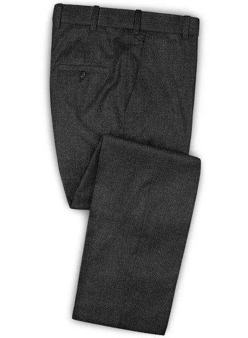 Caccioppoli Dapper Dandy Nedro Charcoal Wool Pants