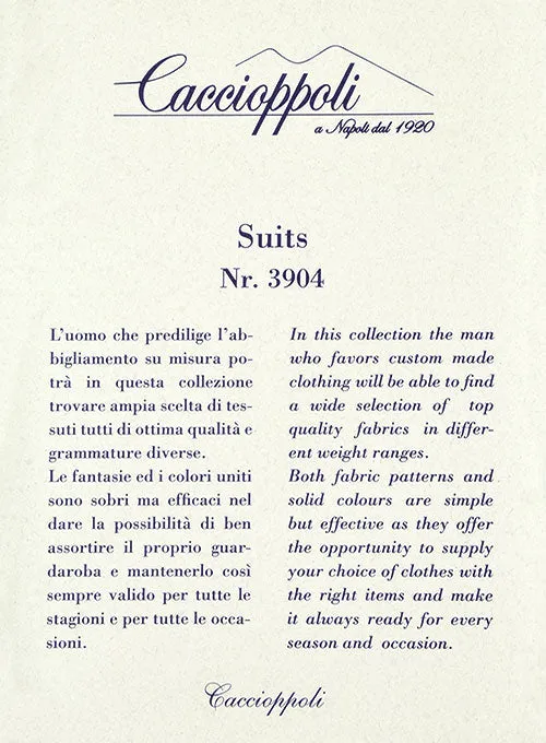 Caccioppoli Fresco Wool Blue Dimati Suit