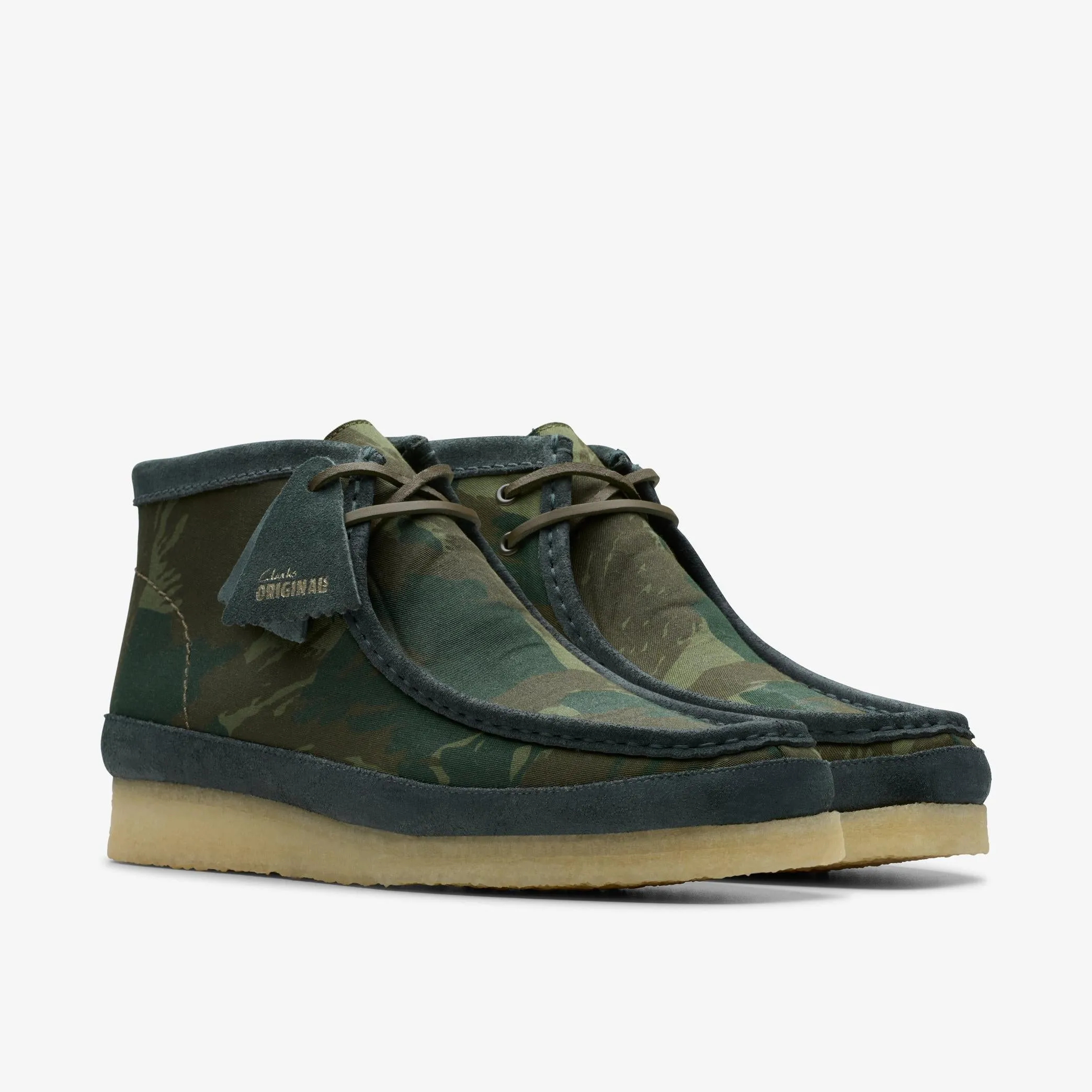 Clarks Men's Wallabee Boot in Green Camouflage