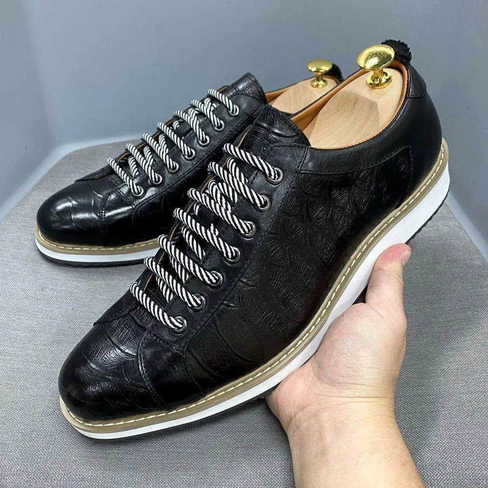 Classic Leather Sneakers Men's Casual Shoes FCOS09 Alligator Print