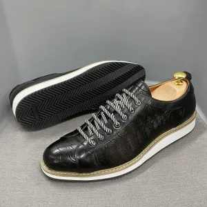 Classic Leather Sneakers Men's Casual Shoes FCOS09 Alligator Print