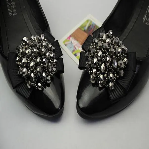 Clear Rhinestone Crystal Shoes Decoration Bow