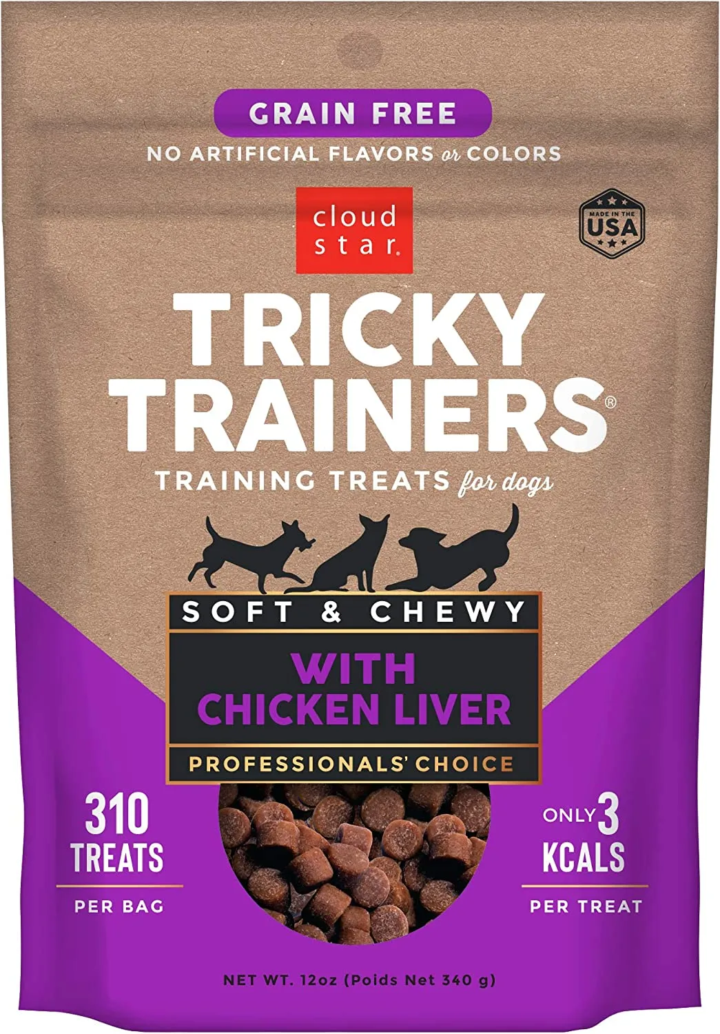 Cloud Star Tricky Trainers Chewy Liver & Grain Free, Low Calorie Dog Training Treats, Baked in the USA (12 oz)