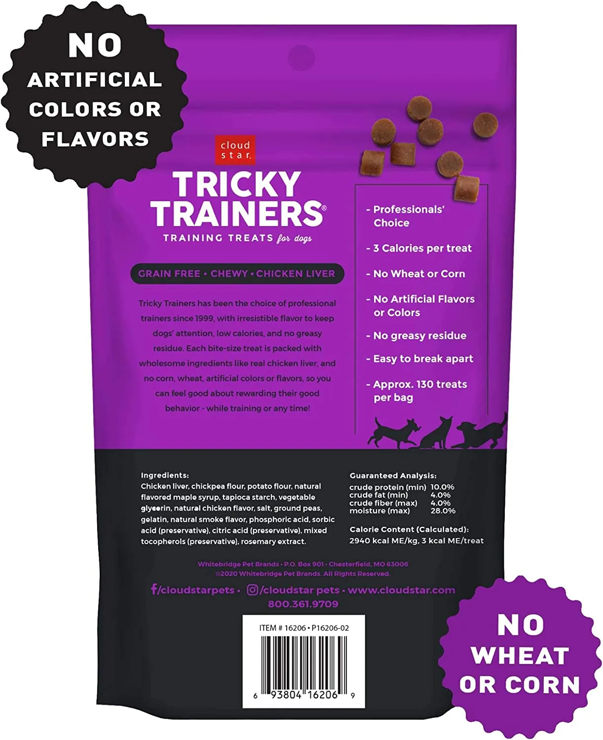 Cloud Star Tricky Trainers Chewy Liver & Grain Free, Low Calorie Dog Training Treats, Baked in the USA (12 oz)