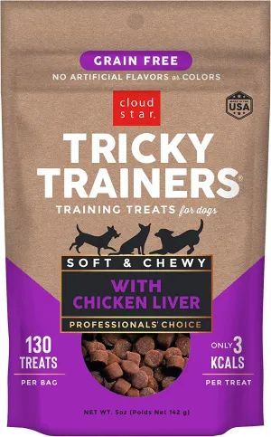 Cloud Star Tricky Trainers Chewy Liver & Grain Free, Low Calorie Dog Training Treats, Baked in the USA (5 oz)