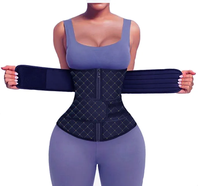 Diamond Pattern Neoprene Waist Trainer with 2 Velcro Belts