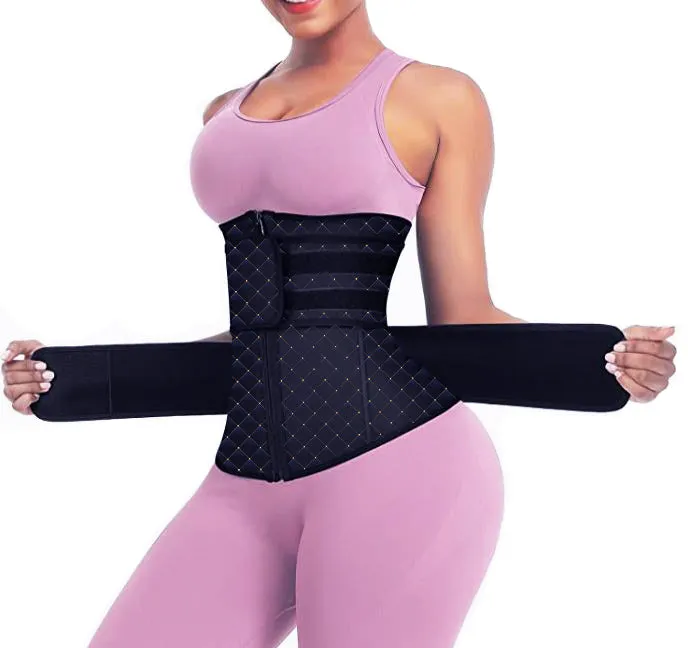 Diamond Pattern Neoprene Waist Trainer with 2 Velcro Belts