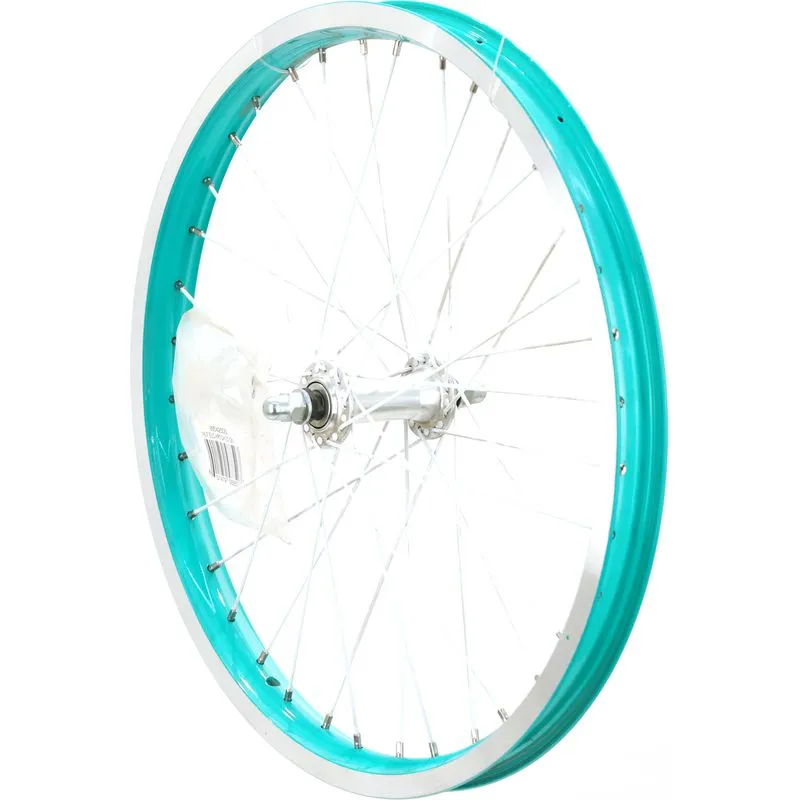 Electra Heartchya 20" Front Wheel, Clincher, Bolt-On, Schrader, Aluminum Green