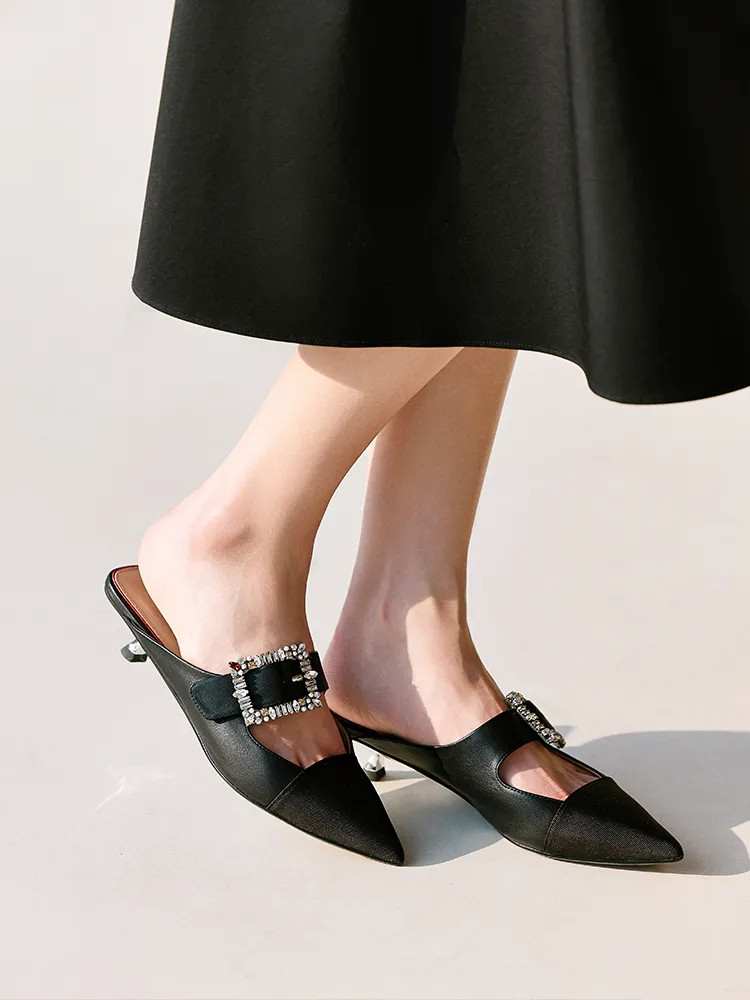 EP YAYING Vine-like Crystal Buckle Half Slippers