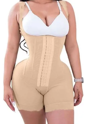 Firm Compression Shapewear Bodysuit with Bones and Hook Eye Closure Tummy Control Adjustable Crotch