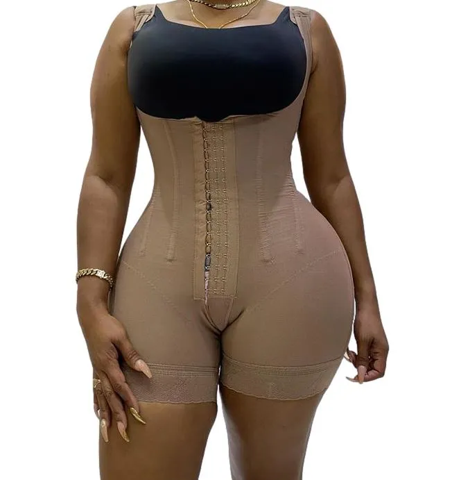 Firm Compression Shapewear Bodysuit with Bones and Hook Eye Closure Tummy Control Adjustable Crotch