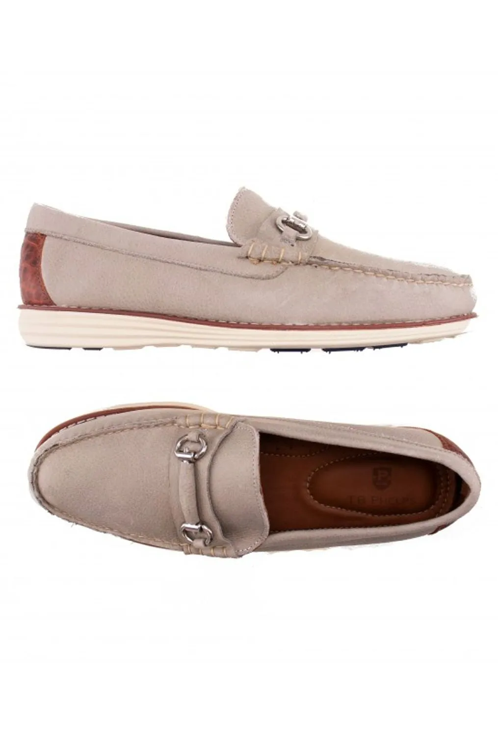 Freeport Interchangeable 'Bridge Bits' Hybrid Loafer in Grey Tumbled Calfskin Leather by T.B. Phelps