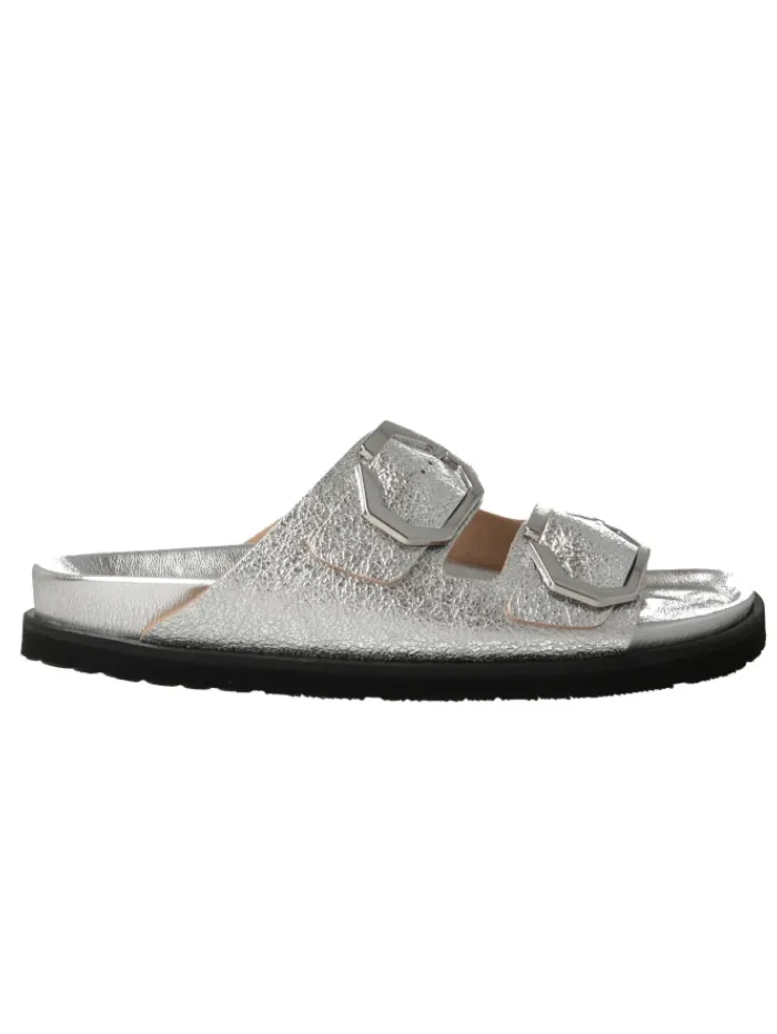 Genuins Footwear GALIA Vegan Silver Flat Sandals G105679