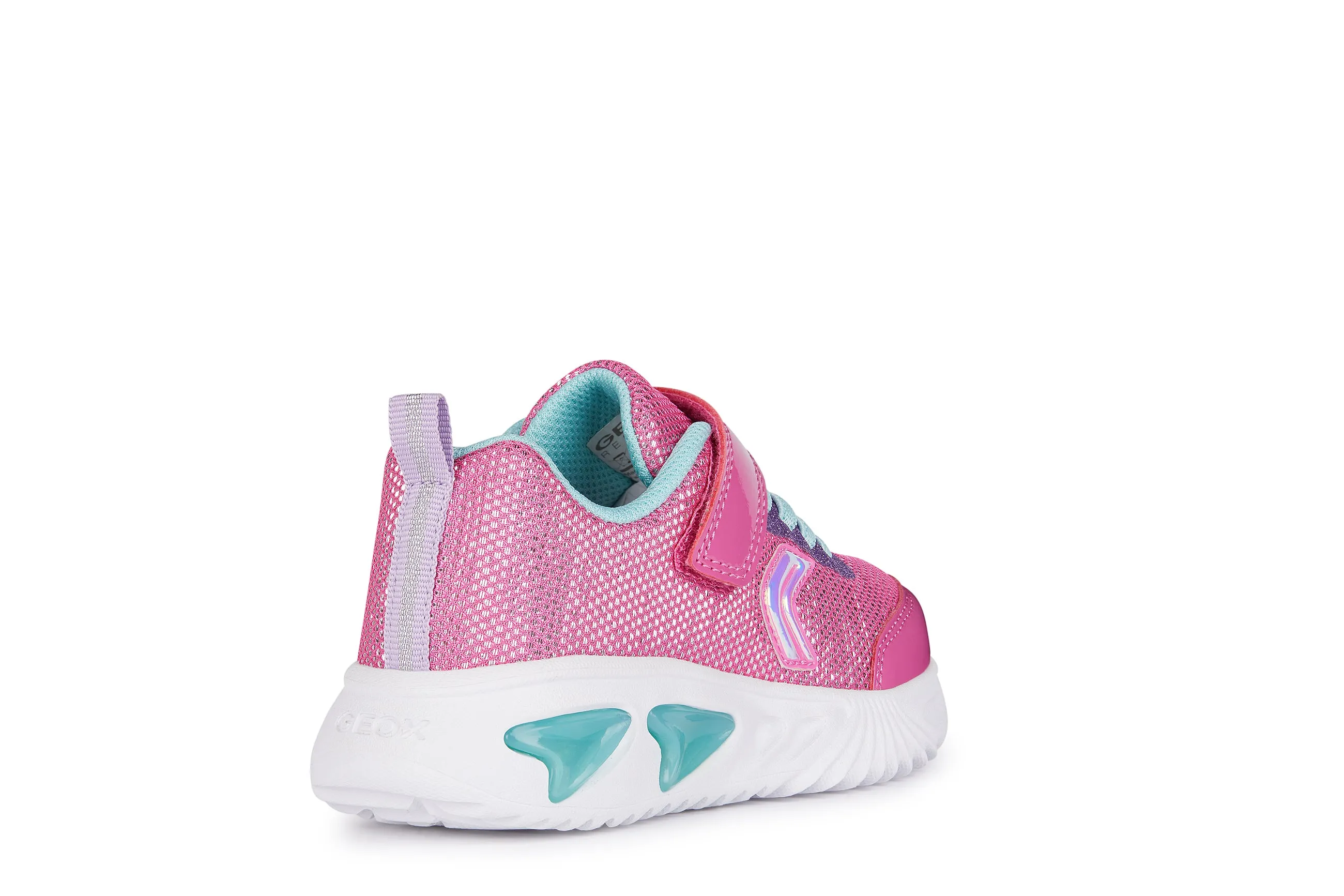 Geox Assister Girls Fuchsia Aqua Lights Trainer