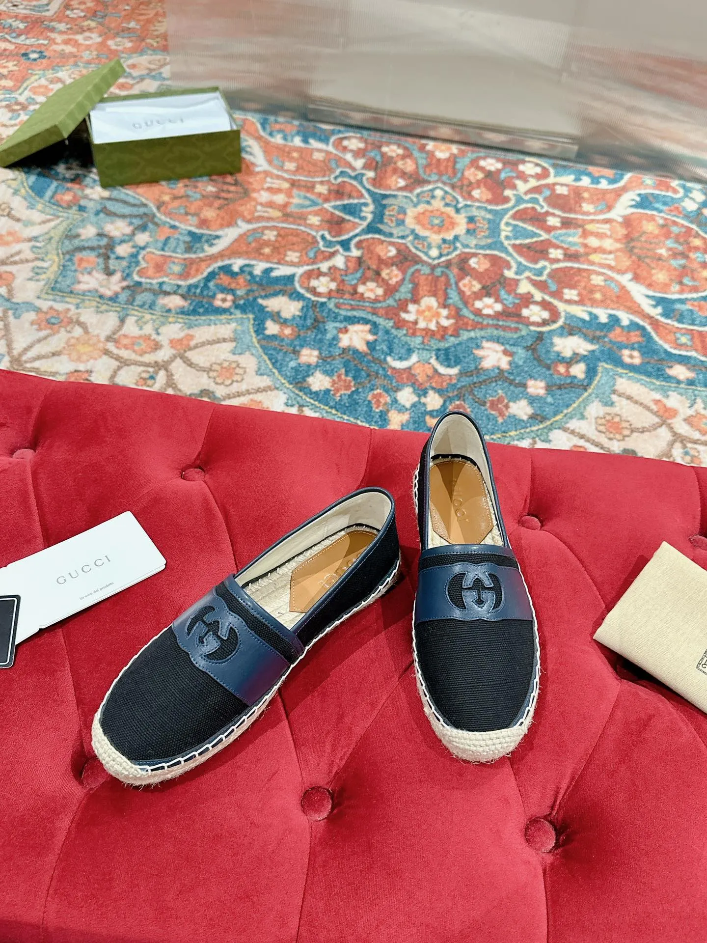 GG ESPADRILLES SLIP - ON BLACK CANVAS