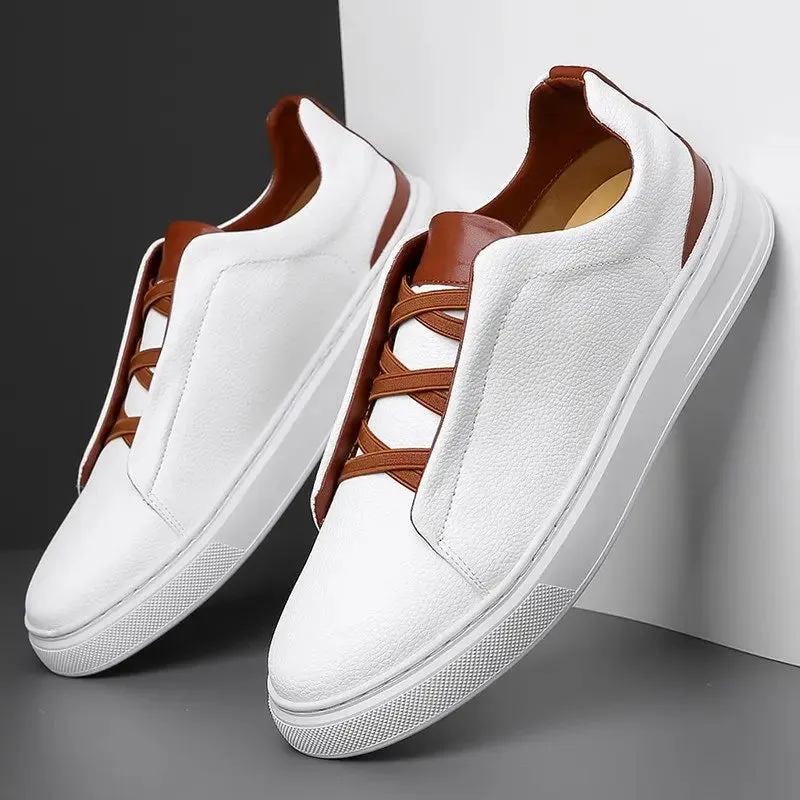 Hnzxzm Fashion Men's Casual Leather Shoes Men Skateboarding Shoes Mens Light Comfortable Driving Flats